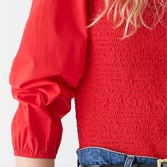 J Crew Ruffle Neck Smocked Top Size SMALL NWT - Picture 4 of 11